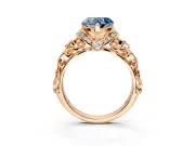 Solitaire Engagement Ring Setting for Fancy Blue Heart-Shaped Center with Filigree Band and Prong Head in Rose Gold