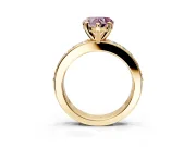 Solitaire Engagement Ring Setting for Fancy Pink Heart-Shaped Center with Channel-Set Accents and Prong Head in Yellow Gold