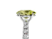 Solitaire Engagement Ring Setting for Fancy Yellow Oval Center with Large Accent Band and Prong Head in Platinum