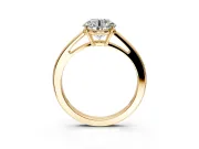 Solitaire Engagement Ring Setting for Round Cut Center with Open Cathedral Shoulders and Prong Head in Yellow Gold