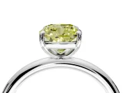 Low-Set Solitaire Engagement Ring Setting for Fancy Yellow Cushion Cut Center with Thin Plain Band and Prong Head in Sterling Silver