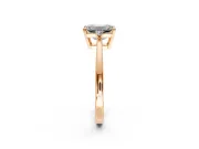 3 Stone Engagement Ring Setting for Emerald Cut Center with Low-Set Round Cut Accents and Prong Head in Rose Gold