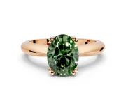 Solitaire Engagement Ring Setting for Fancy Green Oval Center with Reverse Tapered Band and Prong Head in Rose Gold
