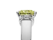 Solitaire Engagement Ring Setting for Fancy Yellow Radiant Cut Center with Wide Band, Pave Collar and Prong Head in White Gold