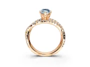 Solitaire Engagement Ring Setting for Fancy Blue Marquise Center with Woven 3-Strand Pave Band and Prong Head in Rose Gold