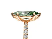Solitaire Engagement Ring Setting for Fancy Green Marquise Center with Pave Accents and Prong Head in Rose Gold