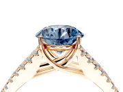 Solitaire Engagement Ring Setting for Fancy Blue Round Cut Center with Pave Split Shank and Prong Head in Rose Gold