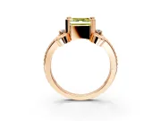 Solitaire Engagement Ring Setting for Fancy Yellow Asscher Cut Center with Twisted Band and Scroll Prong Head in Rose Gold