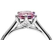 Solitaire Engagement Ring Setting for Fancy Pink Radiant Cut Center with Cathedral Band and Prong Head in Platinum