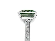 Solitaire Engagement Ring Setting for Fancy Green Princess Cut Center with Channel Accents and Prong Head in White Gold
