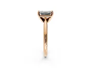 Solitaire Engagement Ring Setting for Emerald Cut Center with Knife Ridge Band and Claw Prong Head in Rose Gold