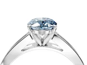 Solitaire Engagement Ring Setting for Fancy Blue Oval Center with Princess Cut Channel Band and Prong Head in Platinum