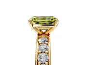 Solitaire Engagement Ring Setting for Fancy Yellow Emerald Cut Center with Channel-Set Accents and Prong Head in Yellow Gold