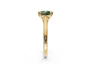 Solitaire Engagement Ring Setting for Fancy Green Cushion Cut Center with Cathedral Band and Prong Head in Yellow Gold