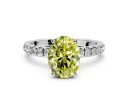 Open Basket Engagement Ring Setting for Fancy Yellow Oval Center with Pave Band and Prong Head in Platinum