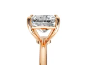 Minimalist Solitaire Engagement Ring Setting for Radiant Cut Center with Thin Band and Prong Head in Rose Gold