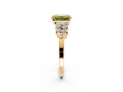 Cluster Engagement Ring Setting for Fancy Yellow Emerald Cut Center with 2-Row Shoulder Clusters and Prong Head in Yellow Gold