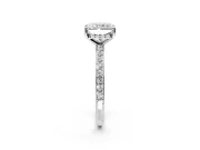 Solitaire Engagement Ring Setting for Radiant Cut Center with Fine Pave Band and Prong Head in Sterling Silver