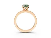 Milgrain Pave Engagement Ring Setting for Fancy Green Oval Center with Accent Band and Prong Head in Rose Gold