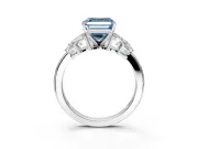 Leaf Cluster Engagement Ring Setting for Fancy Blue Asscher Cut Center with Marquise Accents and Prong Head in Sterling Silver