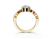 Vintage Station Engagement Ring Setting for Cushion Cut Center with Accents and Prong Head in Yellow Gold