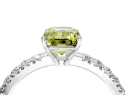 Solitaire Engagement Ring Setting for Fancy Yellow Emerald Cut Center with Large Accent Band and Prong Head in Platinum