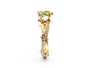 Solitaire Engagement Ring Setting for Fancy Yellow Pear-Shaped Center with Pave and Plain Crossover Band and Prong Head in Yellow Gold