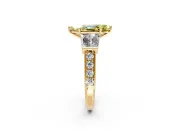 Channel-Set Engagement Ring Setting for Fancy Yellow Marquise Center with Baguette Band and Prong Head in Yellow Gold