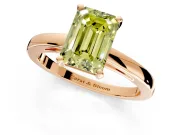 Solitaire Engagement Ring Setting for Fancy Yellow Emerald Cut Center with Basket Rail and Prong Head in Rose Gold