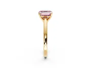 Solitaire Engagement Ring Setting for Fancy Pink Asscher Cut Center with Flat-Sided Plain Band and Prong Head in Yellow Gold