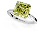 Solitaire Engagement Ring Setting for Fancy Yellow Asscher Cut Center with Narrow Cathedral Band and Prong Head in Sterling Silver