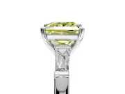 3 Stone Engagement Ring Setting for Fancy Yellow Princess Cut Center with Tapered Baguettes, Plain Band and Prong Head in White Gold