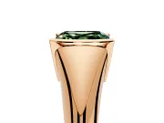 Tension Engagement Ring Setting for Fancy Green Asscher Cut Center with Wide Tapered Band and Tension Head in Rose Gold