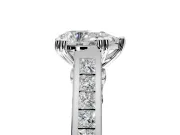 Solitaire Engagement Ring Setting for Pear-Shaped Center with Channel Band and Double Claw Prong Head in Sterling Silver