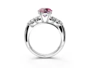 5 Stone Engagement Ring Setting for Fancy Pink Round Cut Center with Graduated Accents and Prong Head in Sterling Silver