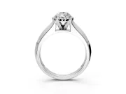Halo Engagement Ring Setting for Pear-Shaped Center with Knife Ridge Cathedral Band and Prong Head in Sterling Silver