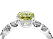 5 Stone Engagement Ring Setting for Fancy Yellow Radiant Cut Center with Plain Band and Prong Head in Platinum