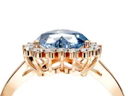 Starburst Halo Engagement Ring Setting for Fancy Blue Heart-Shaped Center with Flat Cathedral Band and Prong Head in Rose Gold