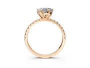 Solitaire Engagement Ring Setting for Heart-Shaped Center with Fine Pave Narrow Band and Prong Head in Rose Gold