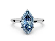 Solitaire Engagement Ring Setting for Fancy Blue Marquise Center with Plain Band and Tulip Prong Head in White Gold
