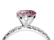 Solitaire Engagement Ring Setting for Fancy Pink Heart-Shaped Center with Shared-Prong Accents and Prong Head in Sterling Silver