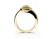 Pave Halo Engagement Ring Setting for Fancy Yellow Radiant Cut Center with Single Row Pave Band and Prong Head in Yellow Gold