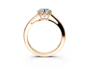 Solitaire Engagement Ring Setting for Round Cut Center with Open Cathedral Shoulders and Prong Head in Rose Gold