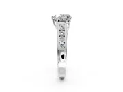 Solitaire Engagement Ring Setting for Heart-Shaped Center with Cathedral Channel Band and Prong Head in Platinum