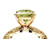 Solitaire Engagement Ring Setting for Fancy Yellow Princess Cut Center with Marquise Panel Band and Prong Head in Yellow Gold