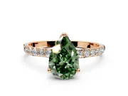 Solitaire Engagement Ring Setting for Fancy Green Pear-Shaped Center with Fine Pave Accents and Prong Head in Rose Gold
