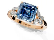 Solitaire Engagement Ring Setting for Fancy Blue Asscher Cut Center with Marquise Flower Shoulders and Prong Head in Rose Gold