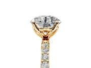 Solitaire Engagement Ring Setting for Round Cut Center with Fine Pave Accents and Prong Head in Yellow Gold