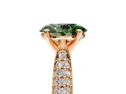 Solitaire Engagement Ring Setting for Fancy Green Oval Center with Multi-Row Accents and Prong Head in Rose Gold