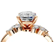 Solitaire Engagement Ring Setting for Radiant Cut Center with Marquise Accent Twist Band and Prong Head in Rose Gold